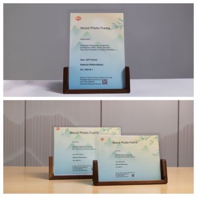 購入 4x6 ダブルサイド アクリル写真枠 結婚式用 茶色の木材ベース online manufacture